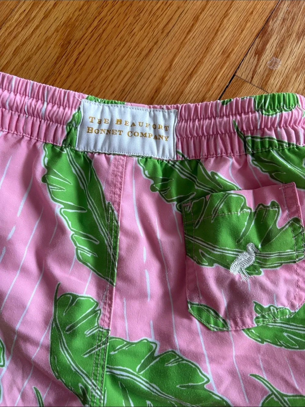 The Beaufort Bonnet Company Pink Shorts with Green Leaf Print